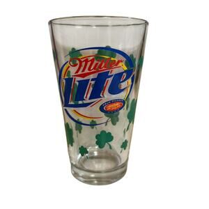 Miller Lite St. Patrick’s Day Shamrock Pint Glass True Pilsner Beer 2009 Barware